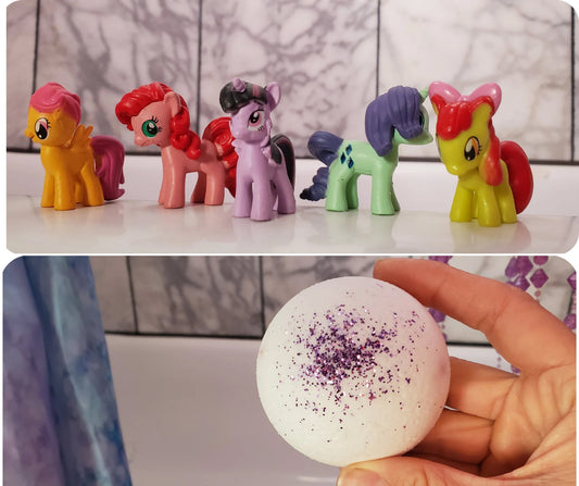 All Natural Bathbombs for Kids Organic Coconut Oil Dye-free With My Little Pony Toy Inside