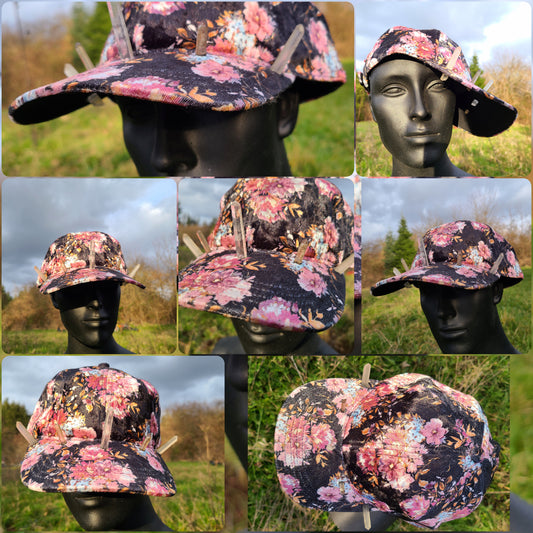 Crystal Crown Floral Print Velvet Hat